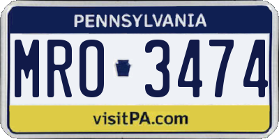 PA license plate MRO3474