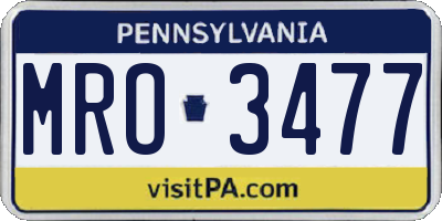 PA license plate MRO3477