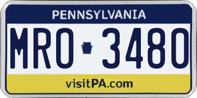 PA license plate MRO3480