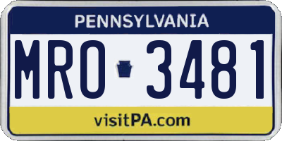 PA license plate MRO3481
