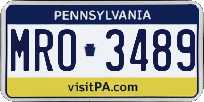 PA license plate MRO3489