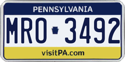 PA license plate MRO3492