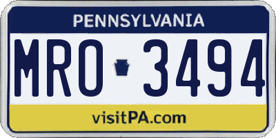 PA license plate MRO3494