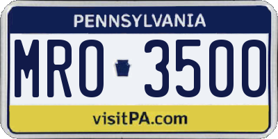 PA license plate MRO3500