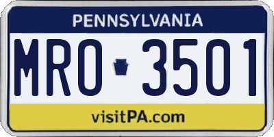 PA license plate MRO3501
