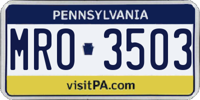PA license plate MRO3503