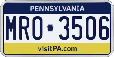 PA license plate MRO3506