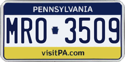 PA license plate MRO3509