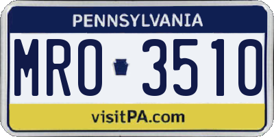 PA license plate MRO3510