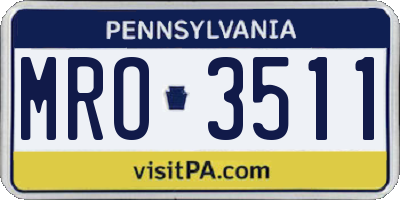 PA license plate MRO3511