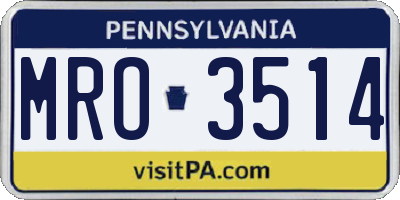 PA license plate MRO3514