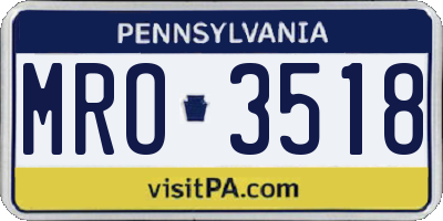 PA license plate MRO3518