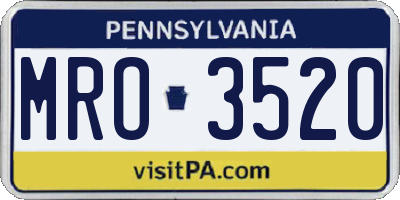 PA license plate MRO3520