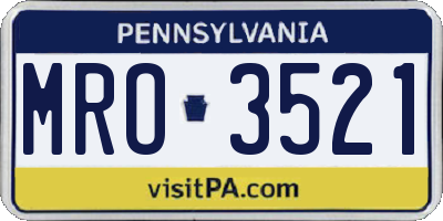 PA license plate MRO3521