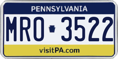 PA license plate MRO3522