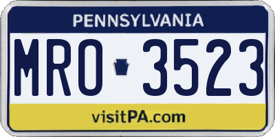 PA license plate MRO3523