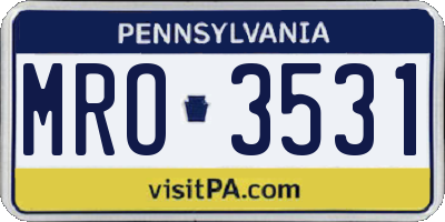 PA license plate MRO3531