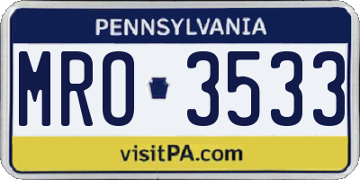 PA license plate MRO3533