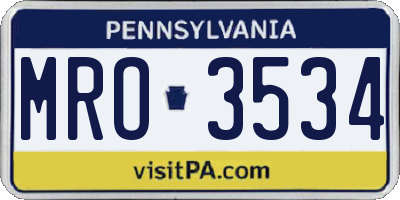 PA license plate MRO3534
