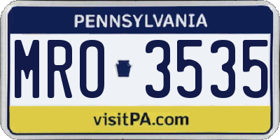 PA license plate MRO3535
