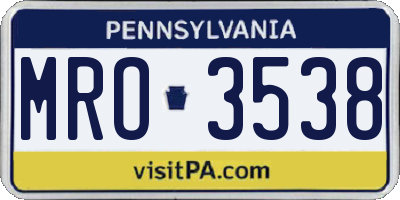 PA license plate MRO3538
