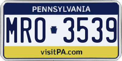PA license plate MRO3539