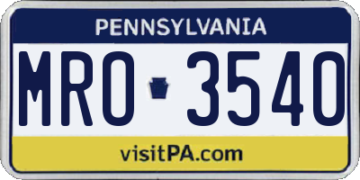 PA license plate MRO3540