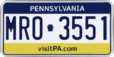PA license plate MRO3551