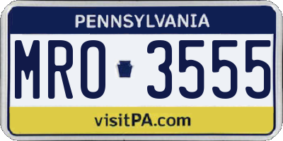 PA license plate MRO3555