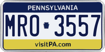 PA license plate MRO3557