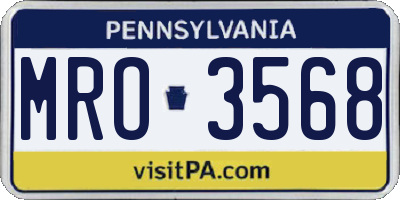 PA license plate MRO3568
