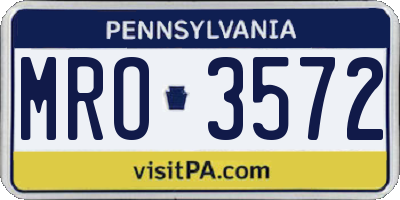 PA license plate MRO3572