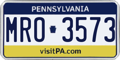 PA license plate MRO3573
