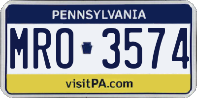 PA license plate MRO3574
