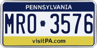 PA license plate MRO3576