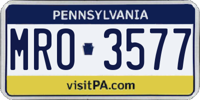 PA license plate MRO3577