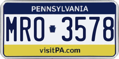 PA license plate MRO3578