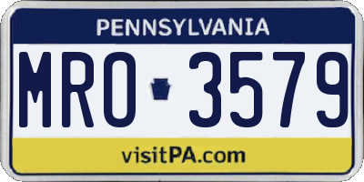 PA license plate MRO3579