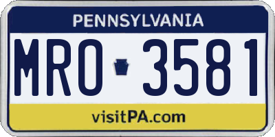 PA license plate MRO3581