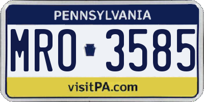 PA license plate MRO3585
