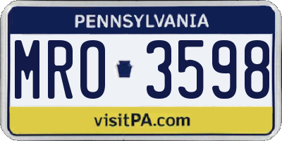 PA license plate MRO3598