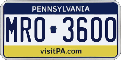PA license plate MRO3600