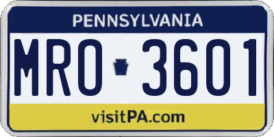 PA license plate MRO3601
