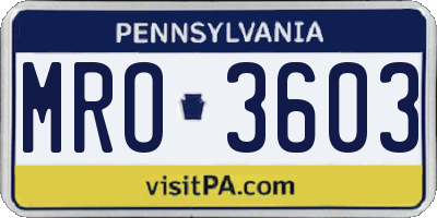 PA license plate MRO3603