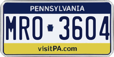 PA license plate MRO3604