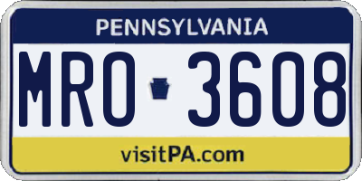 PA license plate MRO3608