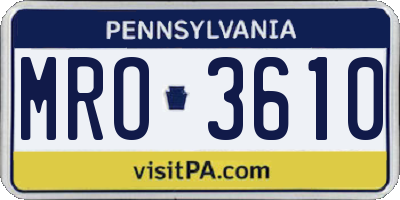 PA license plate MRO3610