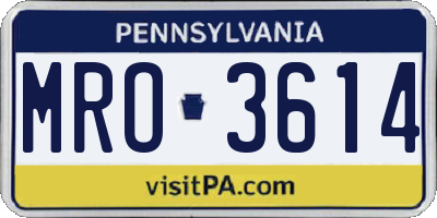 PA license plate MRO3614
