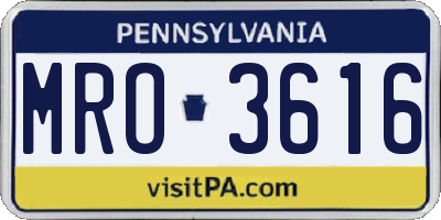 PA license plate MRO3616