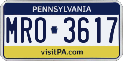 PA license plate MRO3617